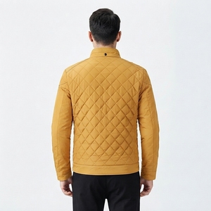 Men's <b>Quilted</b> Nylon Style Bomber <b>Jacket</b> Diamond <b>Pattern</b> Full Zip Casual Wear - Product Image 3