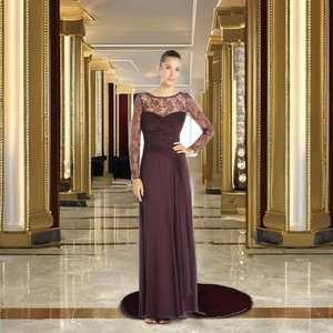 Vestidos de Noche Elegantes de Lujo para Mujer, Color Chocolate Marrón y Morado, Vestidos de Cumpleaños con Cintura Natural para Venta al por Mayor en India - Product Image 4