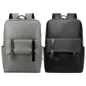 Genuine Leather Business Backpack Male Minimalist Style Zipper Closure 20-35L Capacity Waterproof Softback Daily Use - Product Image 1