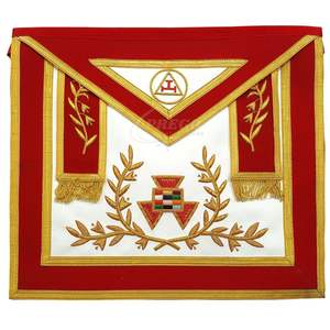 ผ้ากันเปื้อนพิธีกรรมเมสัน รุ่นอดีตราชายอาร์ช แชปเตอร์ - ผ้ากำมะหยี่สีแดง พร้อมลายถักสีทองและงานปัก - Product Image 1