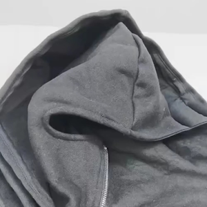 Sweat à capuche zippé intégral grande taille avec logo personnalisé brodé, cagoule intégrée style ninja, 100% coton, pour homme, style gangster - Product Image 4