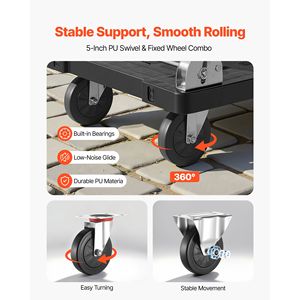 Carrello Pieghevole con Capacità di 300 kg, 8 Ruote Girevoli, Piattaforma Mobile per Trasporto e Shopping - Product Image 3