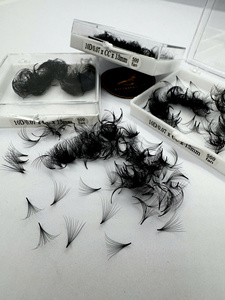 Extensions de cils volume pré-faites 10D 0.07 en PBT coréen, base pointue, volume russe, noir mat, faits à la main, bouquets lâches - Product Image 4