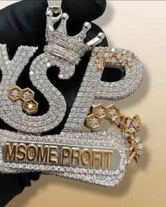 Colgante de Letra Inicial Personalizado de Joyería Fina, Totalmente Cubierto de Diamantes, Plata 925, Moissanita VVS, Dijes de Letra Inicial - Product Image 6