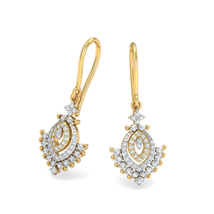 Classic 18K Gold Plated Diamond Drop <b>Earrings</b> Flower Pattern Women's <b>Wedding</b> Jewelry - Product Image 3