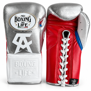 ถุงมือชกมวยคุณภาพสูง No Boxing No Life สำหรับฝึกซ้อม สีแดงเงิน หนังวัวแท้ ระบายอากาศได้ดี แบบผูกเชือก บรรจุภัณฑ์แบบกำหนดเอง สำหรับผู้ใหญ่ - Product Image 5