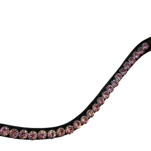 Luxury Pink Crystal Dressage Horse Browband Genuine Leather Curved Bling Browband Premium <b>Equestrian</b> Tack OEM ODM - Product Image 2
