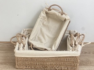 Panier de rangement en papier multifonctionnel, tressé, de forme rectangulaire, pour vêtements et jouets, fait main, écologique, style classique, capacité 3-6L - Product Image 6