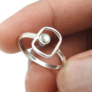 925 Sterling Silver <b>Ring</b> For Women <b>Open</b> Band Comes With mall Round Cut Pearl Minimalist Bohemian Jewelry Perfect Gift For Her - Product Image 3