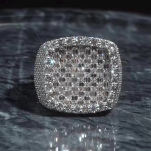 Men Iced Out Cuban Cluster Moissanite 925 Sterling <b>Silver</b> Statement <b>Pinky</b> Hip Hop Bling Baguette Pave Custom Rapper Jewelry Gift - Product Image 1