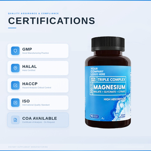 Cápsulas de Complejo Triple de Magnesio de Marca Privada, Glicinato, Citrato, Malato, Suplemento de 500 mg - Product Image 2