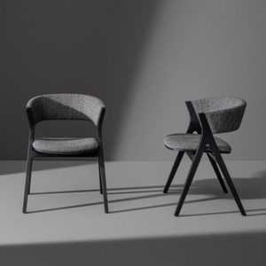 เก้าอี้รับประทานอาหารคาเฟ่ไม้เนื้อแข็งสไตล์มินิมอลสมัยใหม่ พร้อมเบาะผ้าบุและพนักพิงรองรับสรีระ - Product Image 1