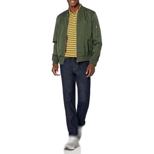 Polo de Punto a Rayas para Hombre, Manga Corta, Casual, con Bolsillo, Amarillo y Azul Marino, Corte Regular - Product Image 6