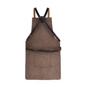 Tablier en cuir avec bretelles croisées et plusieurs poches pour uniforme de personnel de restaurant et de bar - Product Image 5