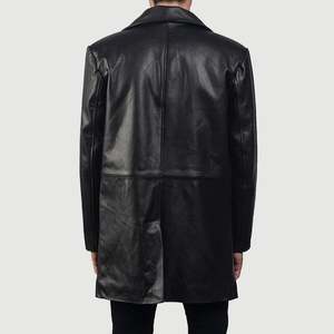 2026 New Design Pure <b>Leather</b> <b>Jacket</b> With Button Closure <b>Long</b> Length Turn Down Collar <b>Jackets</b> - Product Image 3