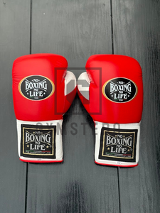 GYMSTERO No Boxing No Life Gants de boxe de haute qualité en cuir de vache véritable, à doigts entiers, avec sangle réglable et logo personnalisé - Product Image 3