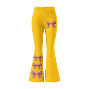 Leggings évasés longs pour femmes avec broderie nœud, taille haute élastique, écologiques, séchage rapide, extensibles, en maille, pour le yoga - Product Image 5