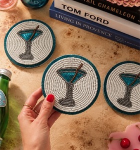 Luxury Handmade Customizable Seed Beads <b>Christmas</b> <b>Tree</b> Coaster - Product Image 2