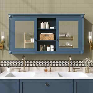 Specchio da Parete 2-in-1 da 55 Pollici con Armadietto, Specchio per Trucco ad Alta Definizione con Ripiani Regolabili e Cerniere a Chiusura Morbida - Product Image 3