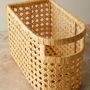Natural Handwoven Rattan Storage Basket Rectangular <b>Open</b> Design Sustainable Home Organizer Basket Wholesale Bulk Factory Direct - Product Image 4