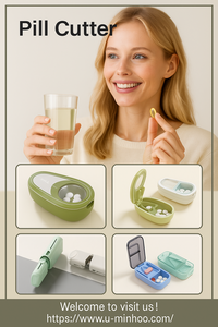 เครื่องตัดยาพร้อมกล่องเก็บยา วัสดุซิลิโคนสีเขียวสำหรับเก็บยา - Product Image 6