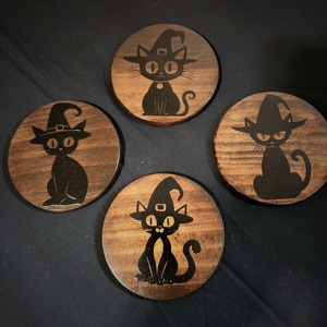 แผ่นรองแก้วไม้รูปแมวสุดพรีเมียม ของตกแต่งบ้านน่ารัก ชุดป้องกันโต๊ะ เหมาะสำหรับกาแฟ ชา และเครื่องดื่ม จากอินเดีย - Product Image 4