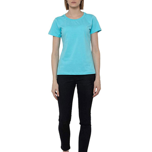 Women's <b>Turquoise</b> O-Neck Short Sleeve <b>T</b>-<b>Shirt</b> Regular Fit 100% Cotton Casual Solid Color Breathable <b>t</b>-<b>shirt</b> for women - Product Image 3