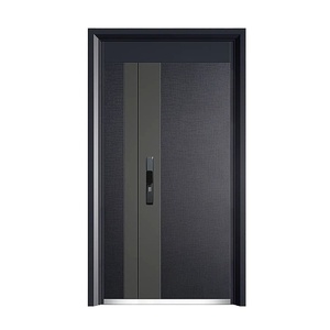 Porte d'entrée moderne en fer forgé, au design sophistiqué, résistante à la rouille et facile à assembler. - Product Image 1