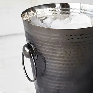 Seau à glace de luxe en acier inoxydable martelé avec finition miroir bronze canon, vente en gros, refroidisseur de boissons pour bar et fête - Product Image 3