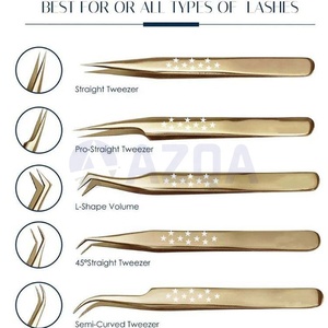Ensemble de 5 pinces à cils professionnelles en acier inoxydable, droites, semi-courbées, outils pour extensions de cils, durables, parfaits - Product Image 6