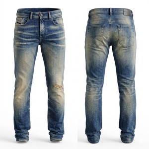 <b>Denim</b> Jeans for Men Casual Regular Fit Elastic Waist <b>Stretch</b> Mid Waist Breathable Knitted Distressed for Sale Cargo Pants washed - Product Image 2