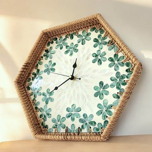 Horloges murales analogiques en rotin, articles de décoration pour hôtels et maisons, vente en gros, horloge murale tressée naturelle - Product Image 1