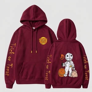 <b>Mens</b> <b>White</b> Oversized Hoodie Halloween Pumpkin Cartoon Print Trick or Treat Pullover <b>Sweatshirt</b> - Product Image 3