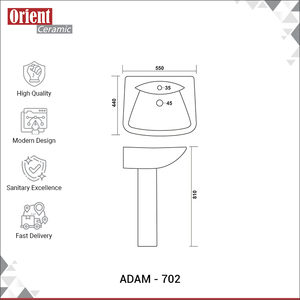 Meilleure collection de lavabos sur pied en céramique blanche de qualité supérieure, design luxueux, prix bas - Product Image 3