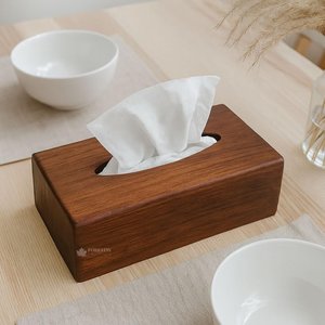 Boîte à mouchoirs en bois massif faite à la main, porte-mouchoirs en bois, distributeur de serviettes rustique, décoration pour la maison, le bureau, l'hôtel, le restaurant - Product Image 3