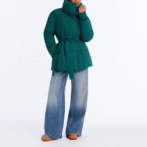 Top Quality Wholesale <b>Women</b> Belted Quilted Puffer Coat Stand Collar Green Padded <b>Jacket</b> <b>Warm</b> <b>Winter</b> Down Outerwear <b>Women</b> <b>Jacket</b> - Product Image 4
