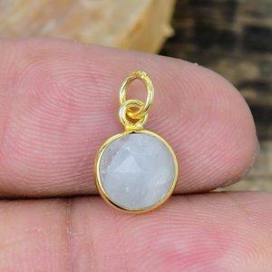 Natural White Sapphire Charm Oval Shape Gemstone Chain <b>Necklace</b> 18k Gold Micron Over 925 Sterling Silver - Product Image 3
