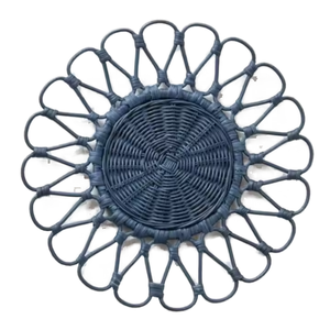 Assiette de présentation et sous-plat de table ronds en jacinthe d'eau tressée style bohème, sous-plat en osier durable en gros - Product Image 3