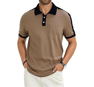 Men's Casual for Shirts Short Sleeve <b>Classic</b> Button Shirt Anti-Wrinkle Knitted Cotton Golf Tops with Pocket - Product Image 1