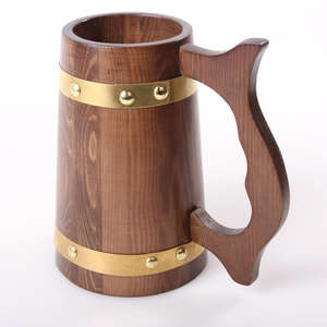 Taza de Cerveza de Madera de Primera Calidad con Asa, Nuevo Diseño, Excelente Diseño, Taza de Café con Interior de Acero, Logotipo Personalizado - Product Image 4