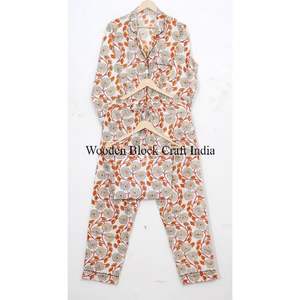 ชุดนอนผ้าฝ้ายพิมพ์ลายดอกไม้สไตล์ลำลองสำหรับฤดูร้อน ระบายอากาศได้ดี เหมาะสำหรับผู้ใหญ่ ชุดนอน ชุดนอนเพื่อนเจ้าสาว - Product Image 5