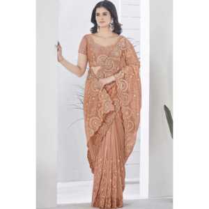 Sari de Diseño para Fiesta de Noche con Bordado de Hilo - Product Image 1