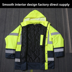Chaqueta de Seguridad Aislante de Alta Visibilidad, Color Amarillo Neón, Reflectante, Impermeable, para Trabajo en Invierno, Abrigo Protector Industrial Térmico - Product Image 3