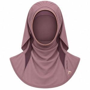 Hooded Rose Gold Hijab Breathable Mesh Panels Modest Activewear Performance Athletic Running <b>Head</b> <b>Cover</b> - Product Image 1