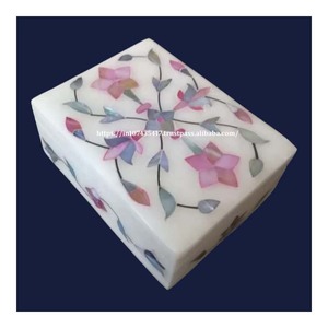 Caja de incrustaciones de mármol de diseño hecho a mano muy hermosa con material de nácar uso para decoración del hogar artículo de embalaje de regalo - Product Image 3