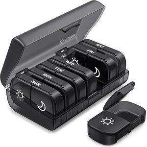 Portapillole Settimanale XL Nero con 7 Scomparti e Grandi Aperture Laterali, Facile da Usare, Protezione della Privacy, 2 Volte al Giorno - Product Image 4