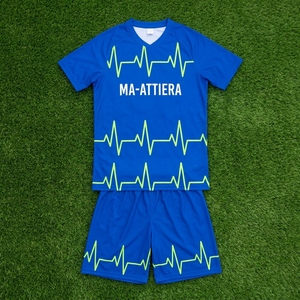 Custom <b>Blue</b> Soccer Uniform Set Pulse Line <b>Football</b> Jersey Shorts <b>Socks</b> Team Sportswear - Product Image 5