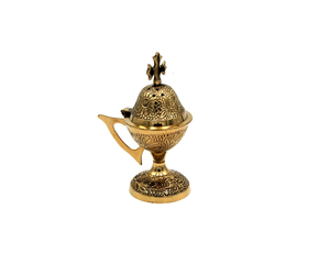 100% Brass Mother Pearl Inlay Finish Religious Summer Incense Burner Handle <b>Cross</b> <b>Top</b> Eco-Friendly Durable Home Church - Product Image 3