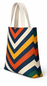 Custom Striped Cotton Canvas Tote <b>Bag</b> with <b>Long</b> Strap Large Size Custom Printed Canvas Shopping Tote <b>Bag</b> with Overall Print - Product Image 6