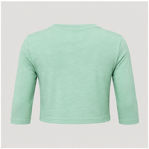 Camiseta Corta de Manga Tres Cuartos con Cuello Redondo en Verde Menta para Mujer WTS-0072 - Product Image 2